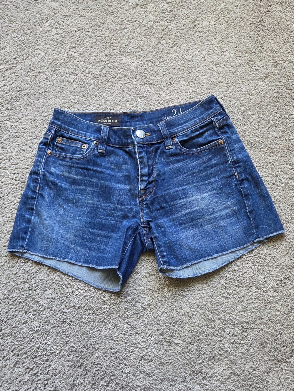 J. Crew Women's Indigo Denim Cutoff Shorts, Size 24 Raw Hem Casual Summer Beach